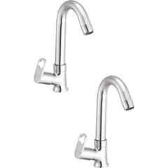 IRIS Prime Brass Chrome Finish Swan Neck Pillar Tap (Pack of 2)