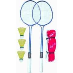 STYRKR Badminton: Iron||Shuttle: Nylon Multicolour Badminton Set of 2 Pcs Double Racquet with 3 Pcs Shuttle & 1 Pcs Net