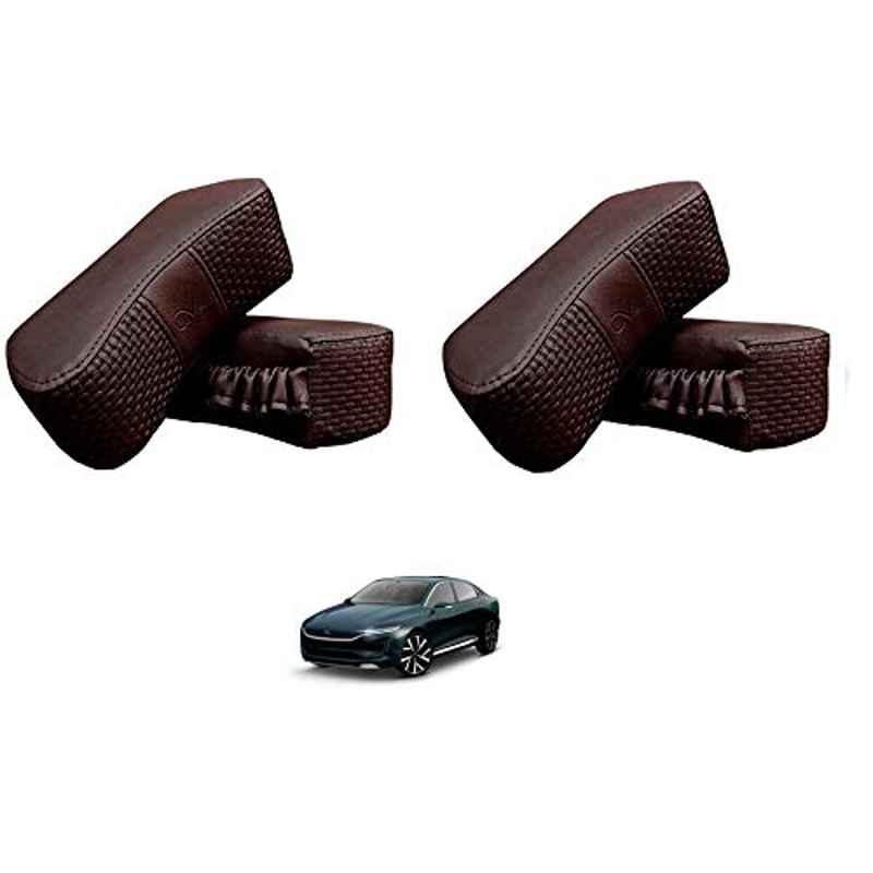 Kozdiko 4 Pcs CV Designer Cola Leatherite Neck Rest Car Cushion Pillow Set for Tata Evision