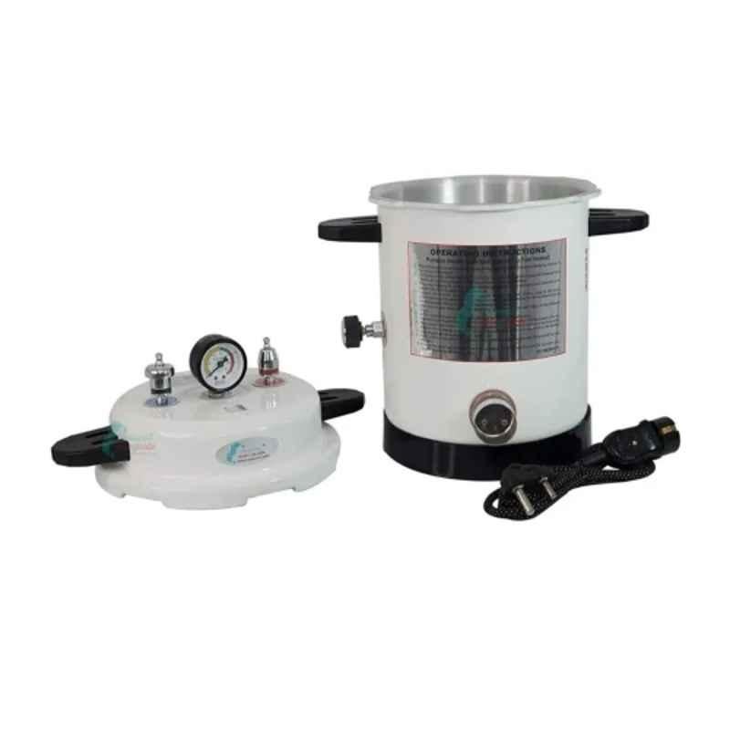 Florix Nation 10 Litre 1kW Epoxy Finish Pressure Cooker Type Dental Autoclave with 8x8 inch Dressing Drum, SP988