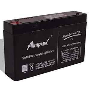 Amptek 6V 7Ah Black Sealed Rechargeable SLA Industrial Battery, AT6-7