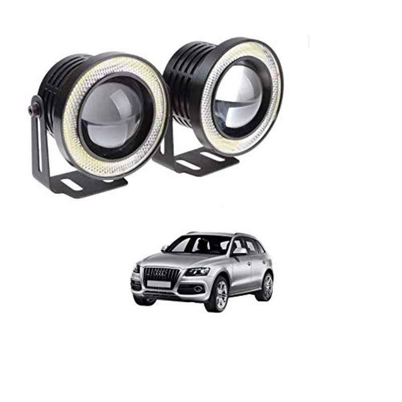 Kozdiko 2 Pcs 15W 3.5 inch High Power White LED Projector COB Fog Light Set with White Angel Eye Ring for Audi Q5, koz_89329