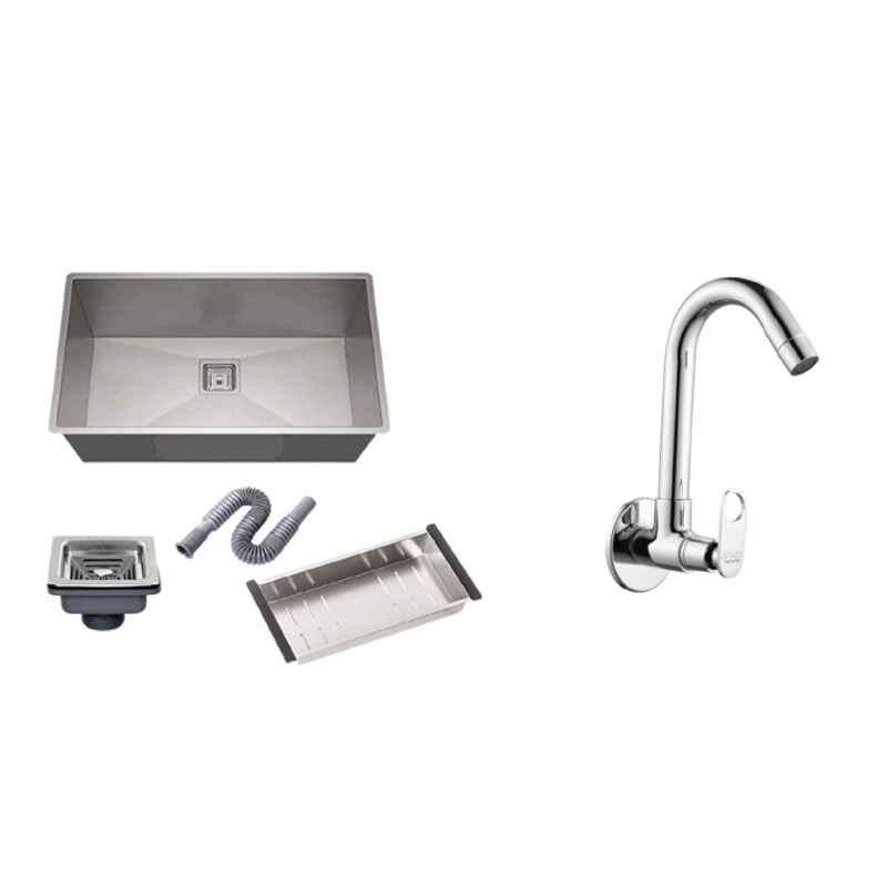 Spazio Imported Garnet Series Stainless Steel Kitchen Sink with Coupling & Fruit Basket