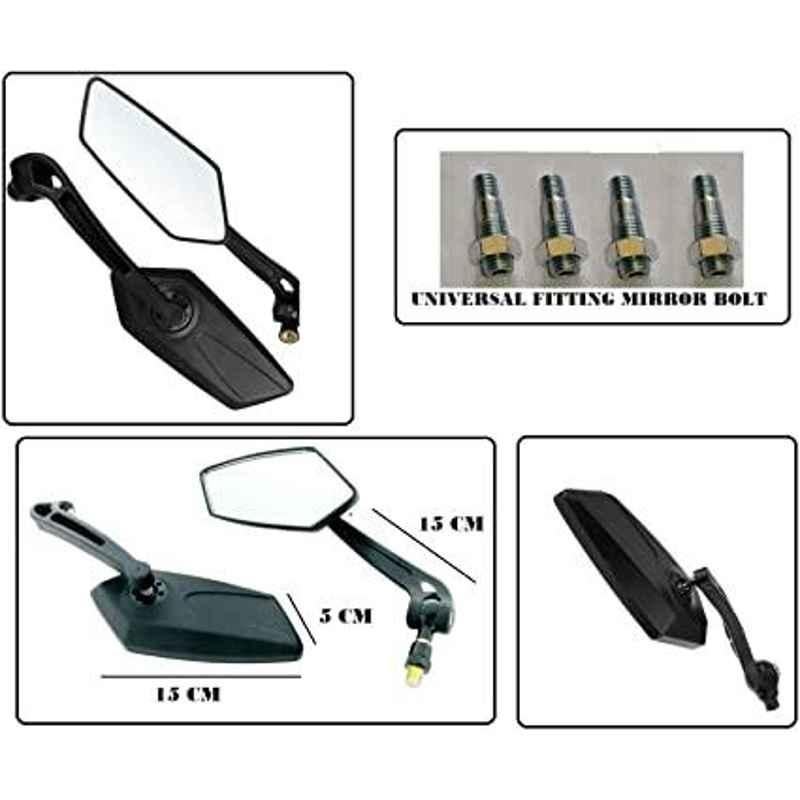 AOW Fancy Small 5 Edge Rear View Mirror for Bullet Twin Spark (Pack of 2)
