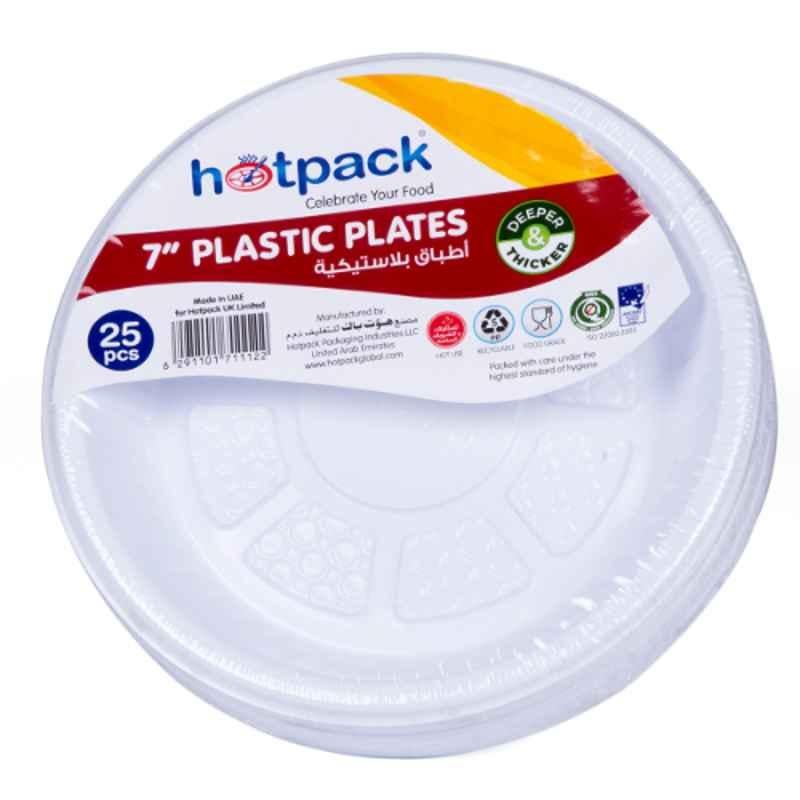 Hotpack 25Pcs 7 inch Plastic Round Plate Set, PARPP7D