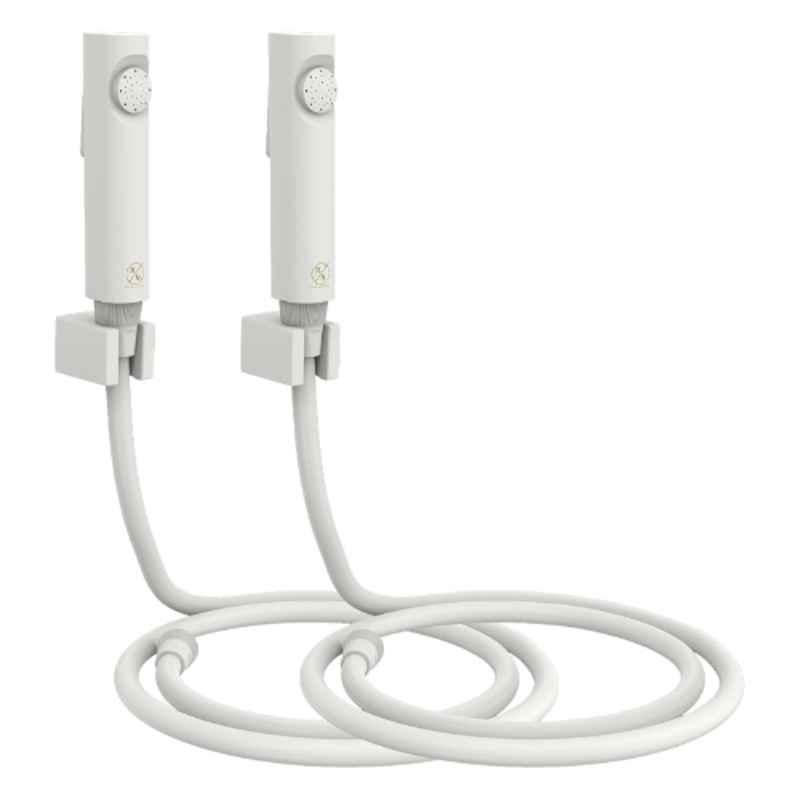 RN White.3 Health Faucet Set with Hose Pipe & Wall Holder for Toilet Cleaning (Pack of 2)