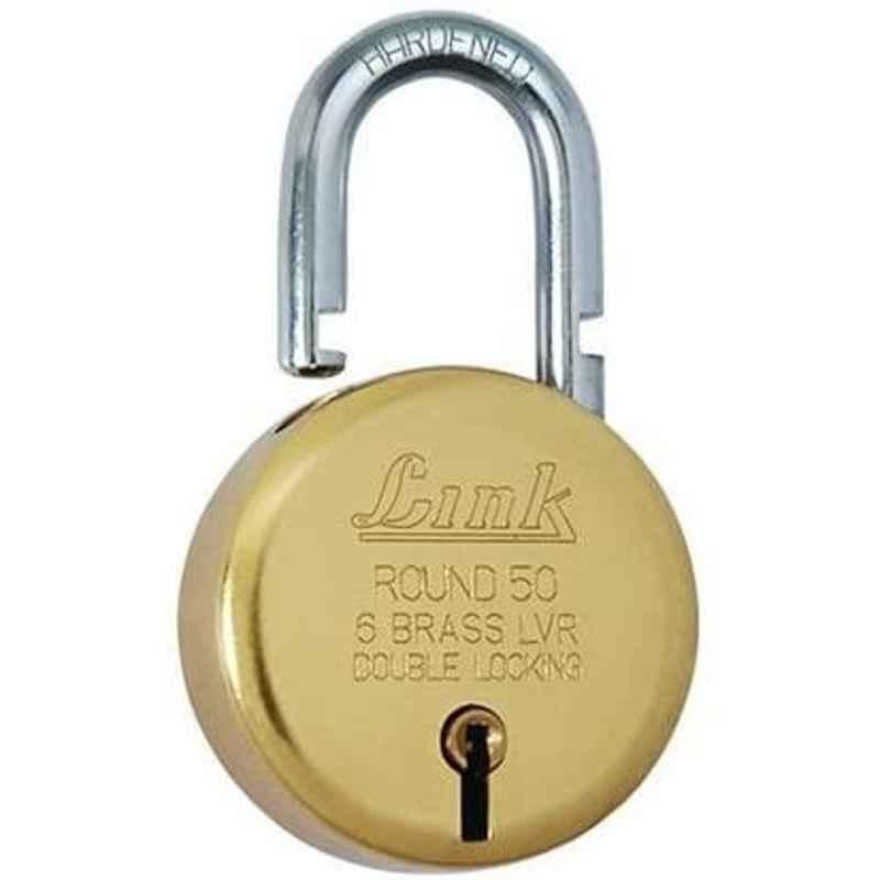 Link 50mm Brass & Steel Yellow Round Padlock, LLK18PD-ROUN-YL50-P1