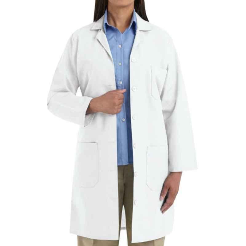 Superb Uniforms Polyester & Cotton White Full Sleeves Long Lab Coat for Doctors, SUW/W/LC07, Size: M