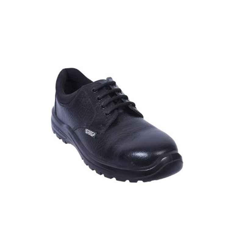 Coffer Safety CS-1046B Leather Steel Toe Black Work Safety Shoes, Size: 7