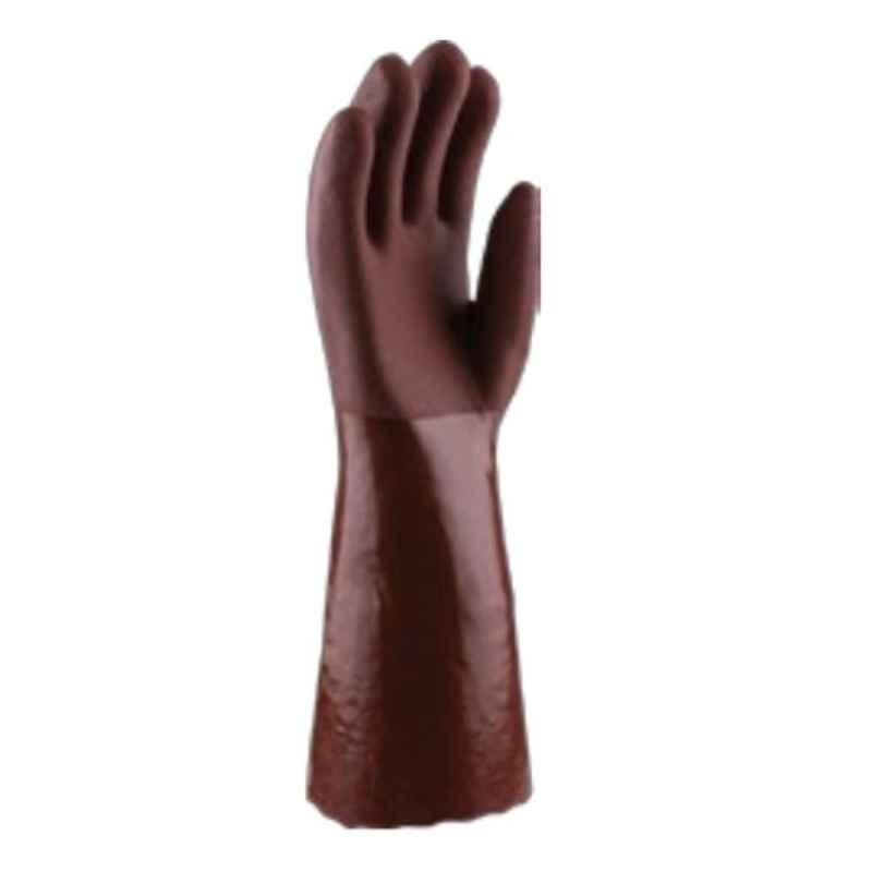 Techtion Shield Extreme Chempro Fully Dipped PVC Gauntlet Safety Gloves with Sandy Finish, Size: 9.5