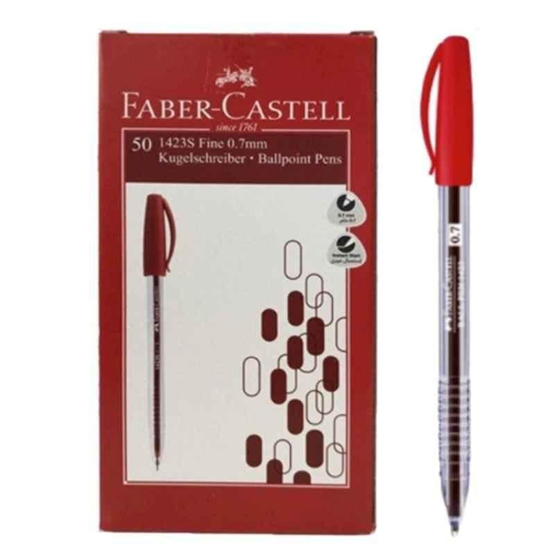 Faber Castell 1423 50Pcs 0.7mm Red Ballpen Box