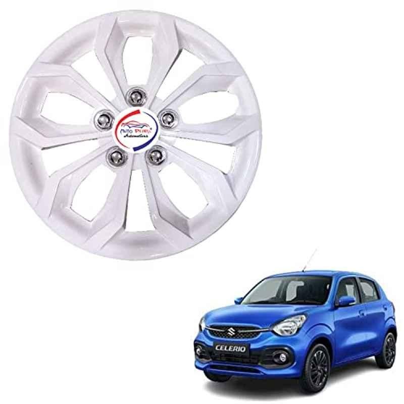 Auto Pearl 4 Pcs 14 inch ABS Pearl White Hubcap Wheel Cover Set with Retention Ring for Maruti Suzuki Celerio 2021