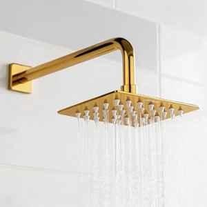 Plantex Stainless Steel Overhead Shower 4x4 inch with Water-Saving Technology/High pressure Rain Shower Head without Arm/Bathroom Shower (Ultra Slim-PVD Gold)