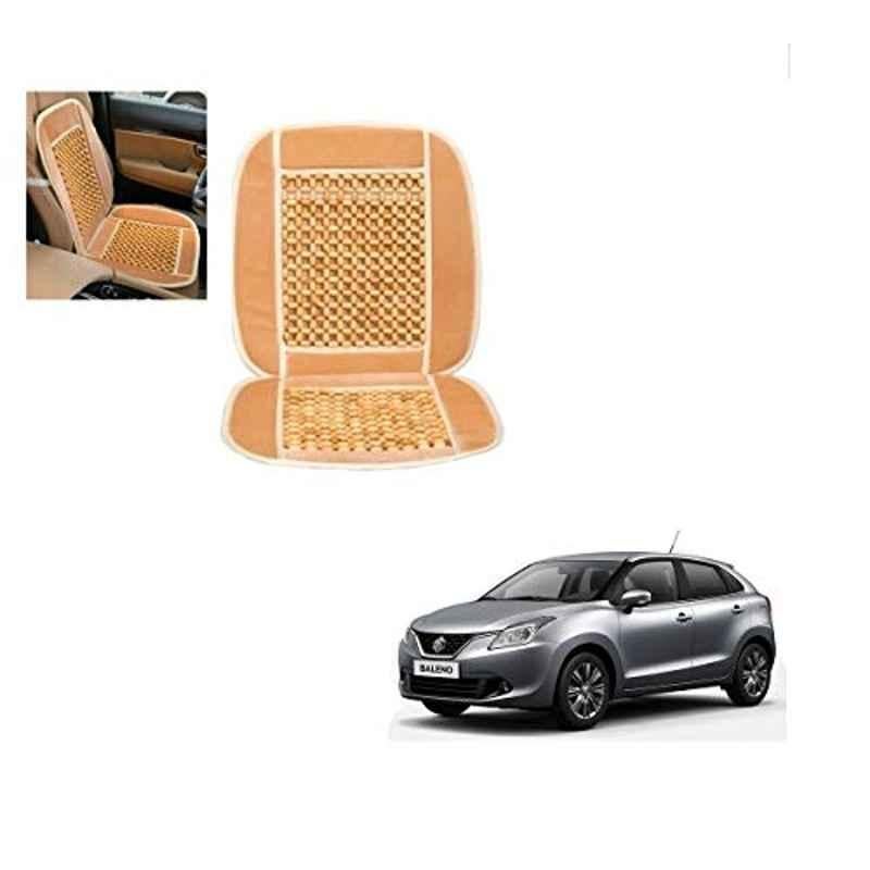 Kozdiko Wooden Bead Seat with Beige Velvet Border for Maruti Suzuki Baleno Nexa