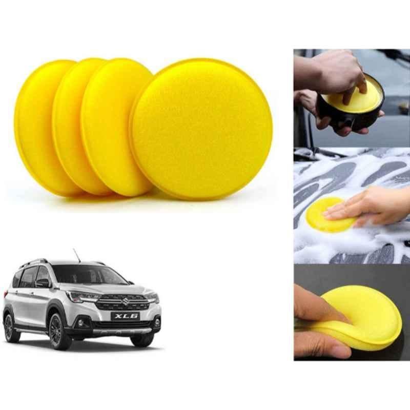 Auto Pearl Polyurethane Beige Washing & Waxing Polish Foam Sponge for XL6 2019 (Pack of 4)