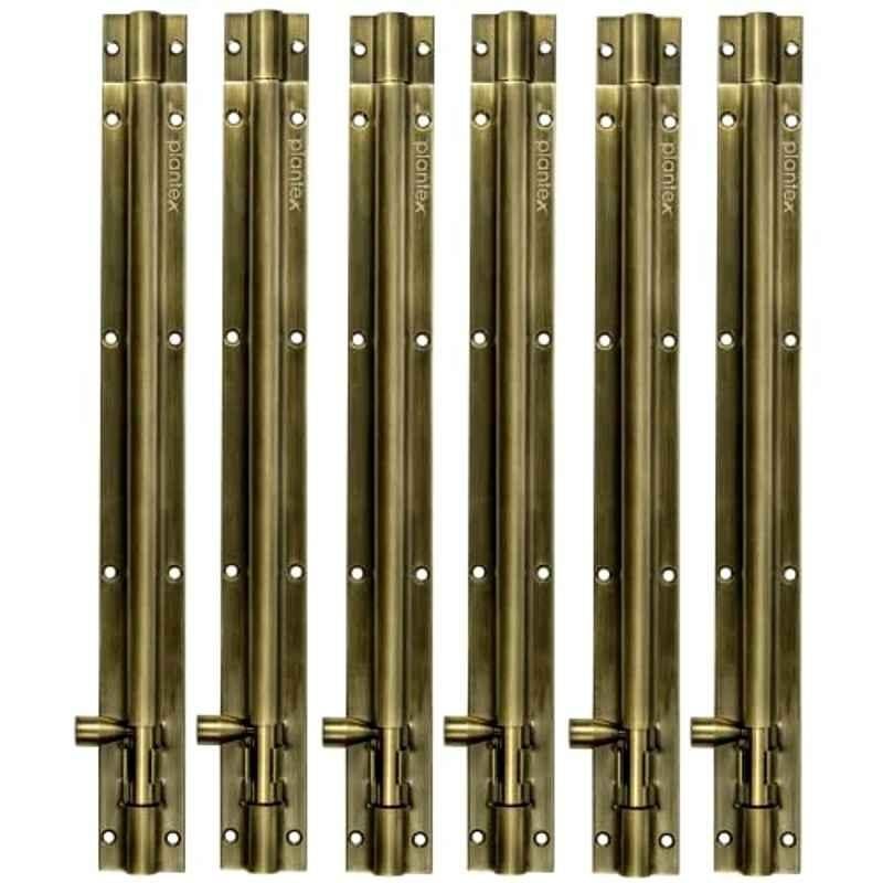 Plantex Stainless Steel 12 inch Tower Bolt/Tower Bolt for Home, Offices Doors and Windows/Tower Bolt for Main Door/Door Latch/Kundi/Chitakini/Door Latch for Windows (Brass Finish, Pack of 6)