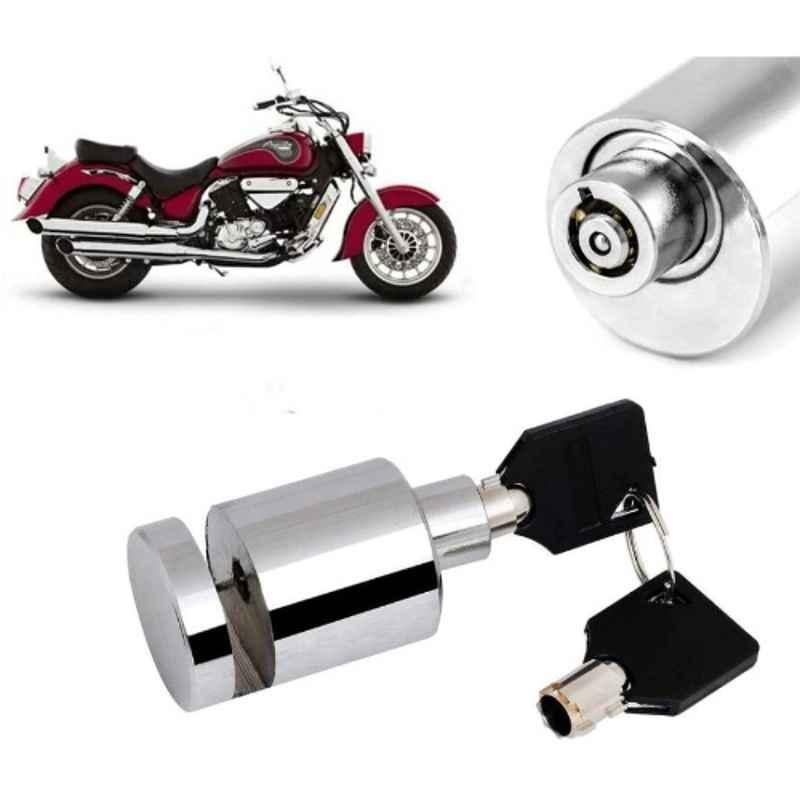 Auto Pearl Stainless Steel Silver Heavy Duty Anti Theft Motorcycle Disc Brake Lock, Lock-246