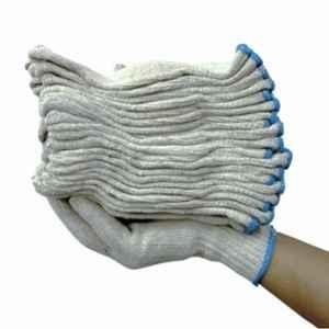 Swavind 50g Cotton Knitted White Lightweight & Breathable Hand Safety Gloves, Size: Free (Pack of 60)