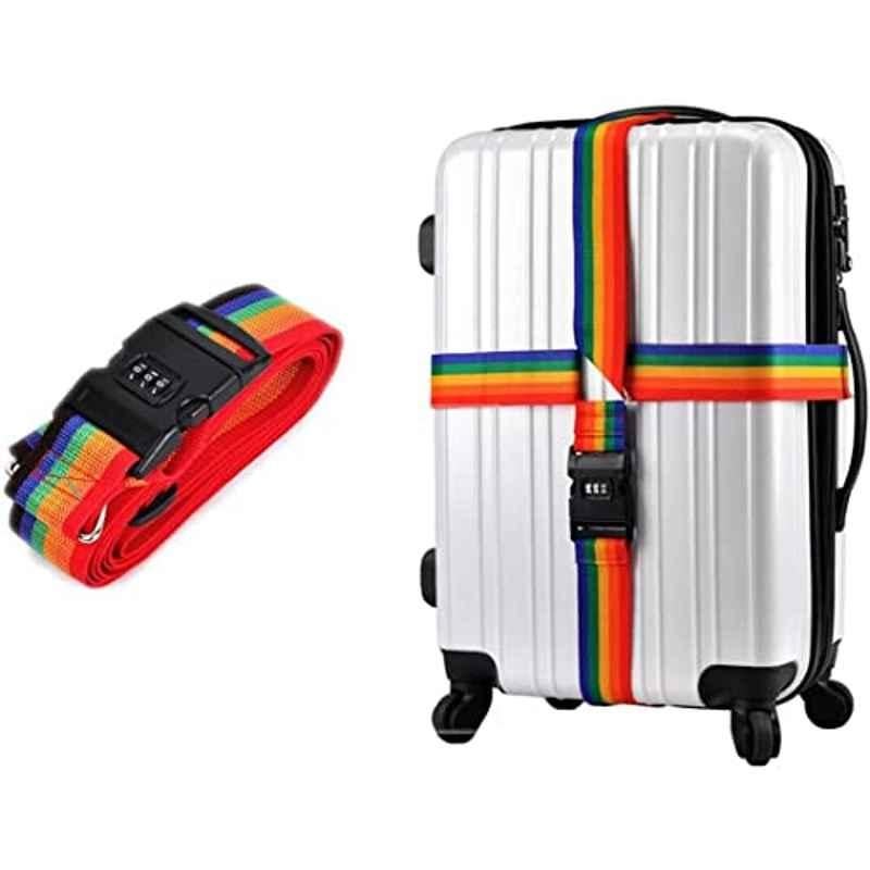 Rubik 150 inch Multicolour Adjustable Cross Luggage Strap with Password, RBLSCB150