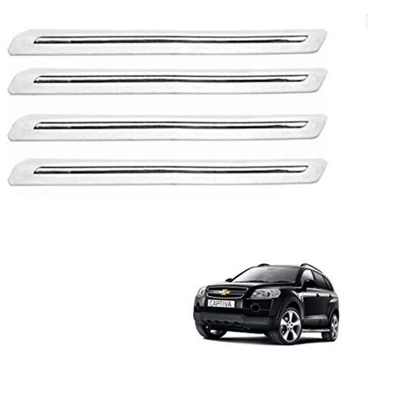 Kozdiko 4 Pcs PVC White Car Bumper Protector Set with Chrome Strip for Chevrolet Captiva
