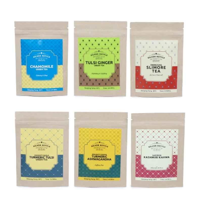 Silver Kettle 6 Pcs 10g 100% Natural Pollution Detox Green Tea Set (Pack of 5)
