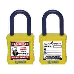 Lukko Safety 38mm Nylon Shackle Yellow Safety Lockout Padlockwith 2 Alike Keys, LS-LC40