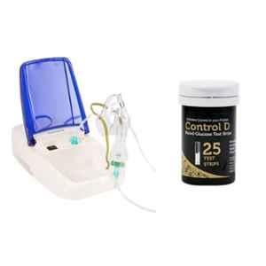 Control D 25 Pcs Blood Glucose Test Strips & Prime Nebulizer Combo