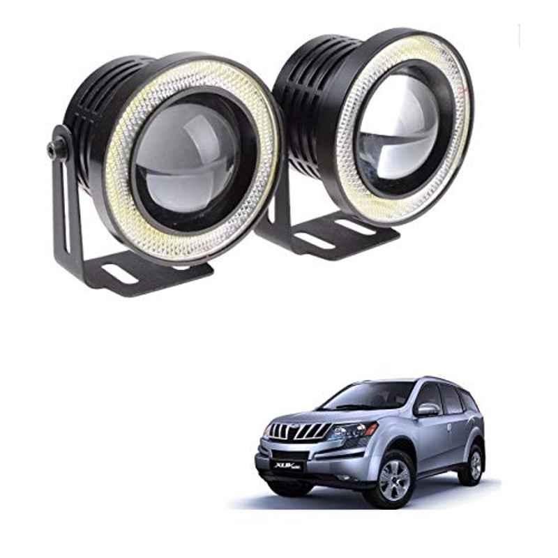 Kozdiko 2 Pcs 15W 3.5 inch High Power White LED Projector COB Fog Light Set with White Angel Eye Ring for Mahindra XUV 500, koz_89169