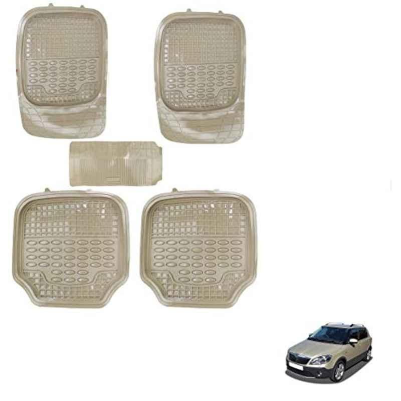 Kozdiko 5 Pcs 4G Beige Rubber & PVC Heavy Car Foot Mat Set for Skoda Fabia, koz_80831