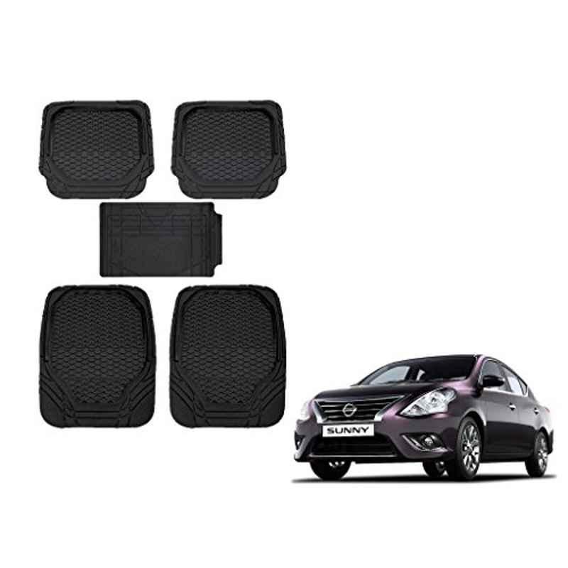 Kozdiko 8855TW 5 Pcs Rubber Black Rubber Car Mat Set for Nissan Sunny