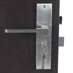 Handle Waala LB306-CYS-BSK 8 inch 60mm Stainless Steel Silver Cylindrical Plate Both Side Key Mortise Door Lock Set