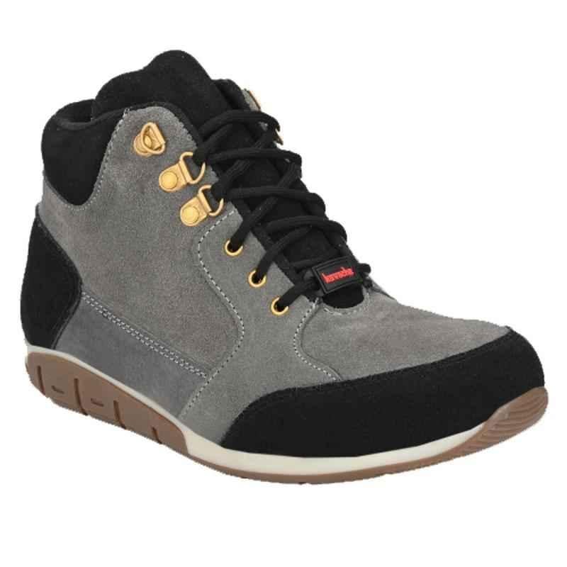 Kavacha S83 Leather Steel Toe Grey Work Safety Shoes, Size: 11