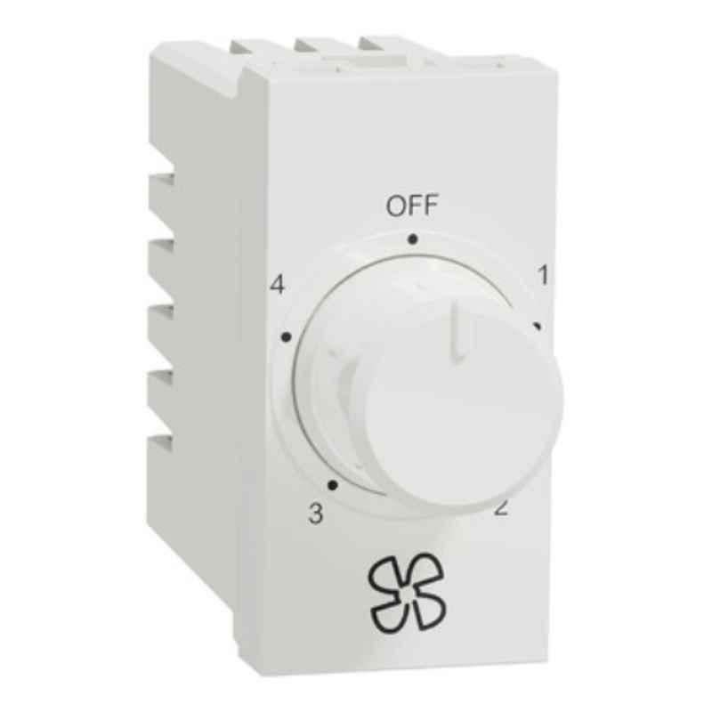 Schneider Electric Unica Pure 80W 4 Step Polycarbonate White 360 deg Fan Regulator, UNS4STFAN1M_WE
