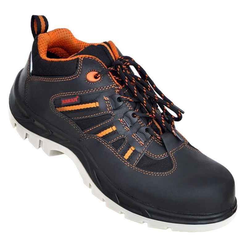 Karam FS 63 Plain Toe Black Work Safety Shoes, Size: 7