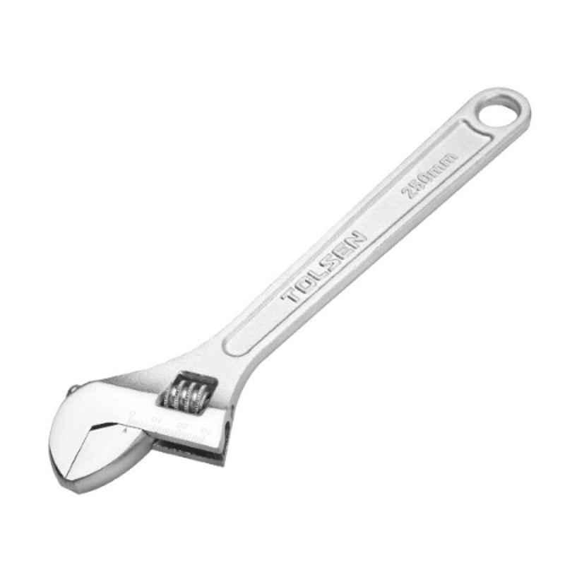 Tolsen 10 inch Drop Forged Steel Chrome Finish Adjustable Wrench, 15003