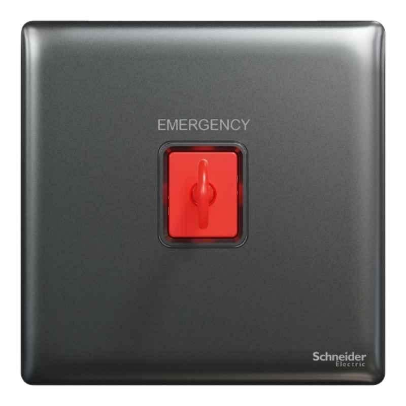 Schneider Electric Unica X 3A Dark Grey Panic Button Switch with Key Reset, NUX31KPB_DG