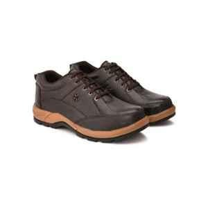 Enrich Field 35BR Pure Leather Anti-Skid Steel Toe Brown Safety Shoes, Size: 9
