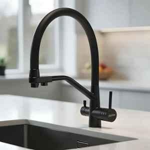 Plantex Pure Brass Black Matt Finish Flexible Sink Mixer for Kitchen/Rotable Water Mixer Faucet, APS-7904