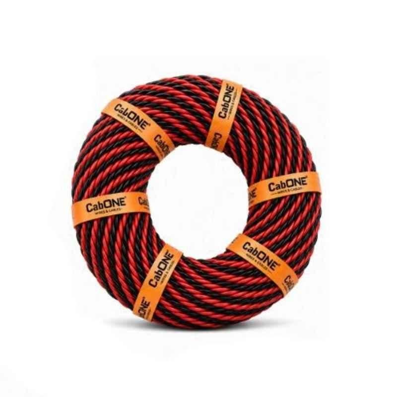 CabONE 10/76 Red & Black 2 Core PVC Insulated Twisted Flexible Copper Cable, Length: 45 m