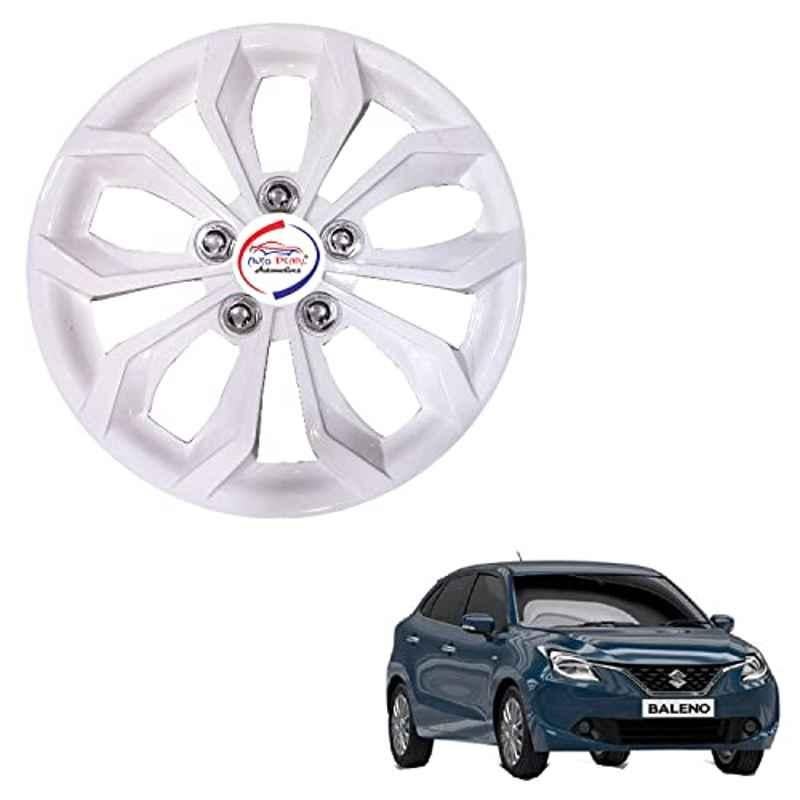 Auto Pearl 4 Pcs 15 inch ABS Pearl White Hubcap Wheel Cover Set with Retention Ring for Maruti Suzuki Baleno New
