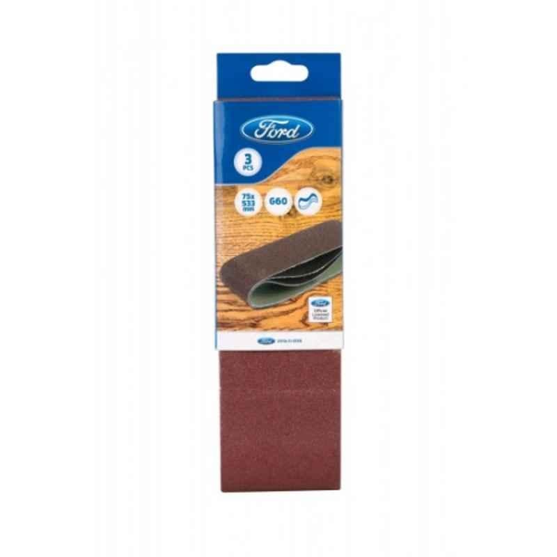 Ford FPTA-11-0155 3Pcs 75x533mm Sanding Belt Set for Wood & Metal Polishing