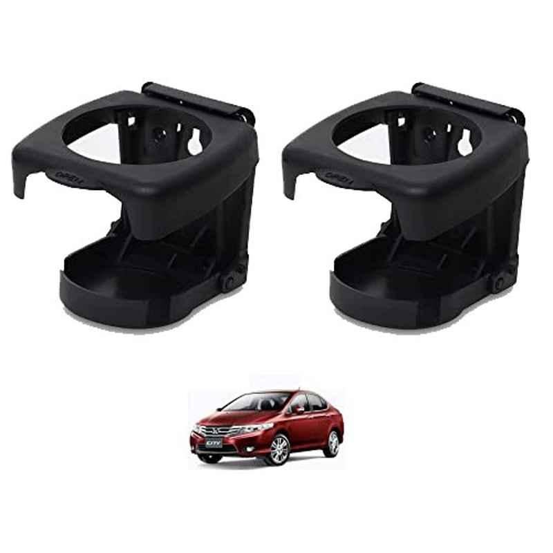 Kozdiko Plastic Black Foldable Car Drink Holder for Honda City Ivtec Old (Pack of 2)