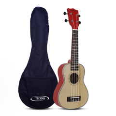 Techno 21 inch Linden Wood Matt Finish Red Soprano Ukulele with Carry Bag