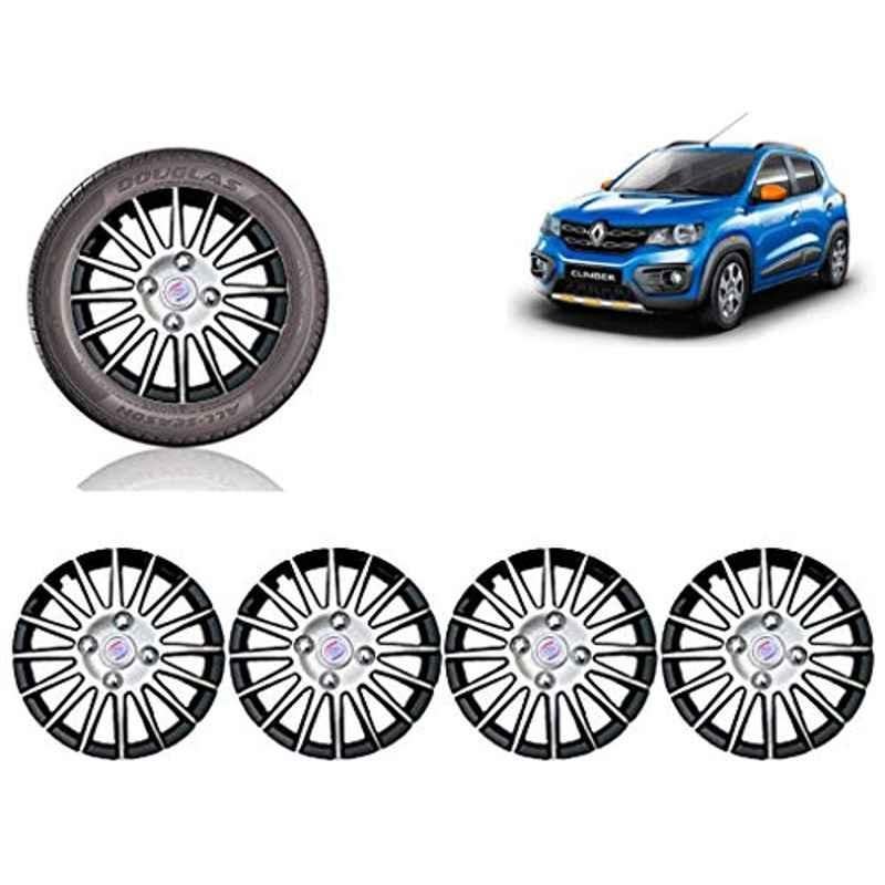 Auto Pearl 4 Pcs 14 inch ABS Black & SIlver Car Wheel Cover Set for Renault Kwid Climber