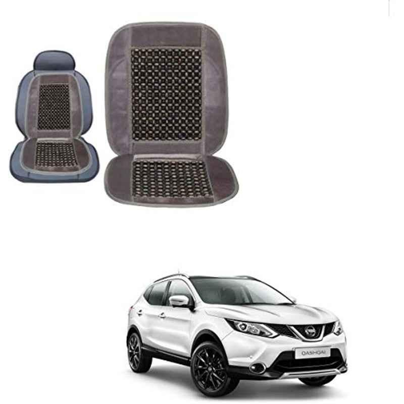 Kozdiko Wooden Bead Seat with Grey Velvet Border for Nissan Qashqai