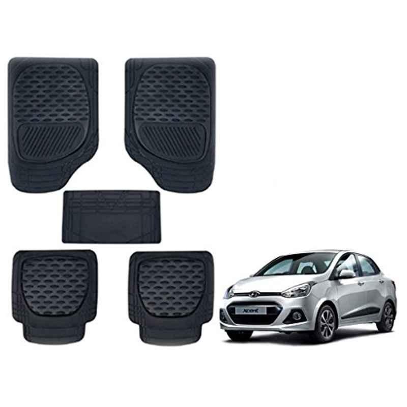 Kozdiko 6255TW 5 Pcs PVC & Rubber Black Car Mat Set for Hyundai Xcent
