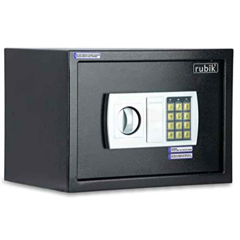 Rubik 35x25x25cm Alloy Steel Black Safe Box with Key & Pin Code, RBGX-25BS