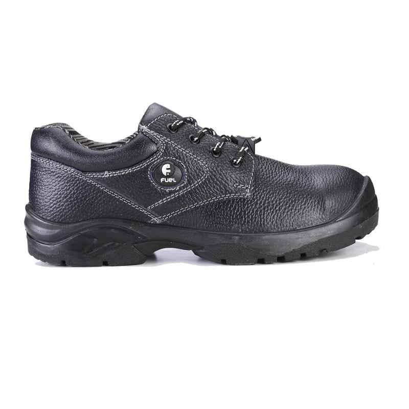 Fuel Commodore L/C Black Leather Steel Toe Safety Shoes, 639-8102, Size: 8