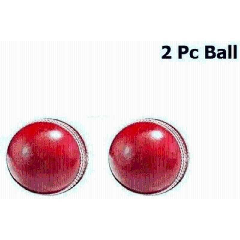 HHS Sports Cricket Red Cricket Leather Ball (Pack of 2)