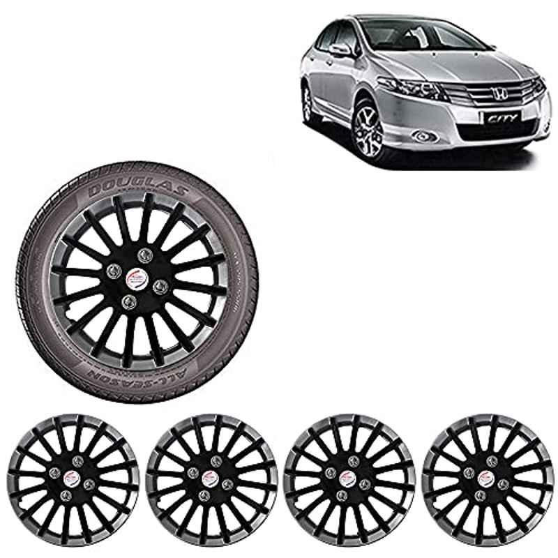 Auto Pearl 4 Pcs 15 inch ABS Black & Silver Wheel Cover Set for Honda City New
